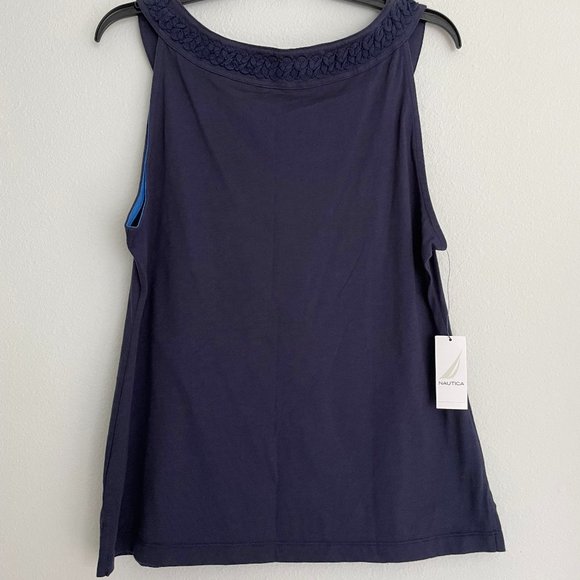 NWT - Nautica Navy Blue Tank Top with rope collar - Picture 8 of 12
